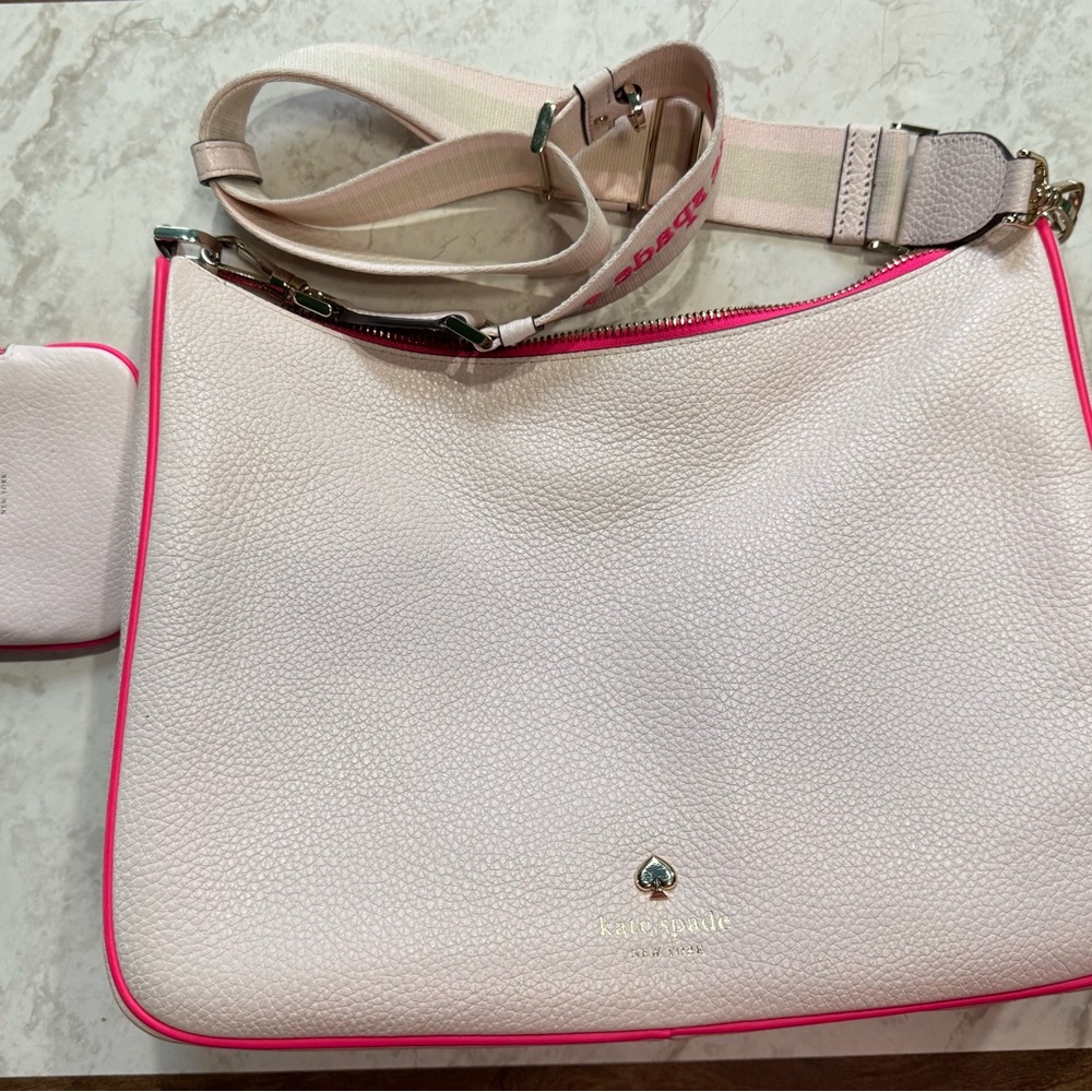 Kate Spade Light Pink Shoulder Bag with Neon Accents